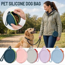 (1pcs, Two tone Green) Waterproof Silicone Dog Treat Pouch with Zipper and Wrist Strap for Training Walks
