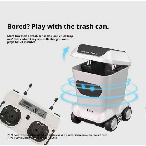 Mini Desktop Remote Control Toy Car Garbage Can Set, Trendy Table Ornament Setup with Remote Control Trash Can 2