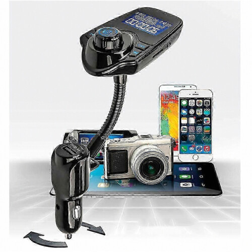 Wireless Car FM Transmitter with USB Port, Bluetooth Audio Adapter Supporting AUX Input, 1.44" Display, and TF Card Slot 2