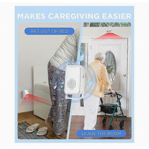 Bed Alarms for Elderly Dementia Patients, Wireless Motion Sensor Fall Detection Prevention Devices, White Plastic, 2 Sensors 1 Receiver 2