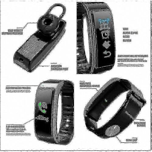 2-in-1 Smart Bracelet Bluetooth Headset with Waterproof Watch Function & Wireless Earphone 2