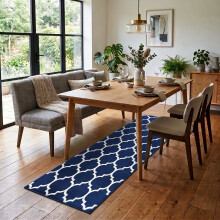 (60 X 220 cm, Ava Navy) Luxury Printed Rugs Large Runner Rug & Door Mats