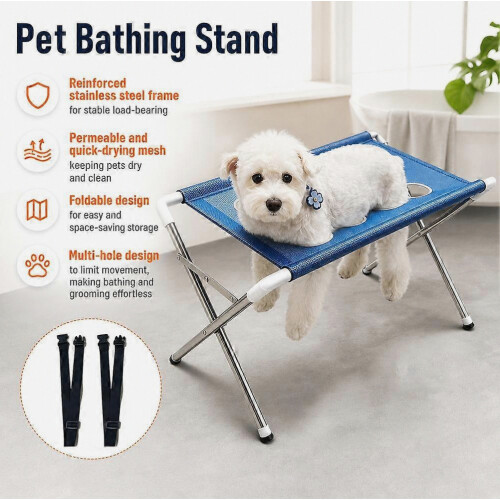 Pet Bathing Stand - Foldable Mesh Grooming Platform with Secure Limb Supports 1
