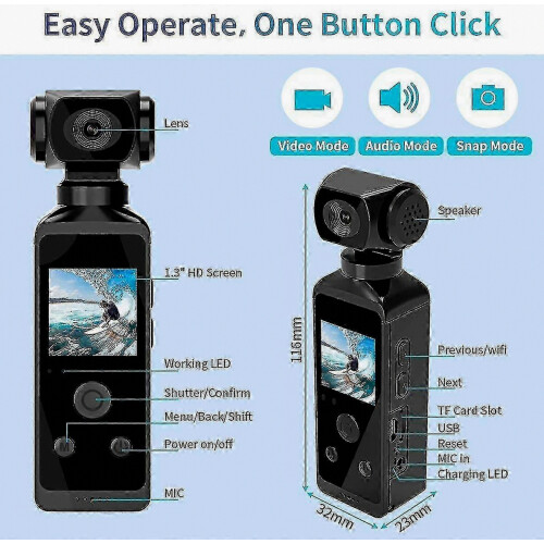 4k κάμερα δράσης τσέπης με οθόνη HD LCD 270 περιστρεφόμενη μίνι αθλητική κάμερα Wi 1