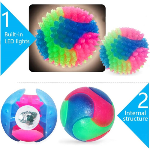 LED Glowing Dog Ball 4-Pack – Interactive Bouncing Toy with Flashing Elastic, 7.5cm 2