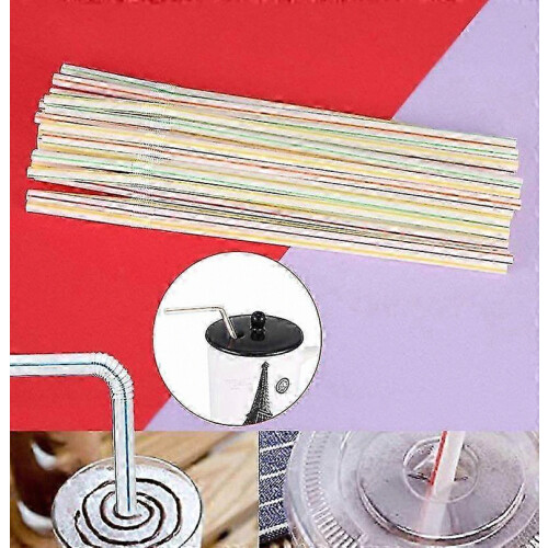 500pcs Plastic Drinking Straws 8 Inches Long Multi-Colored Striped Bedable#1 1