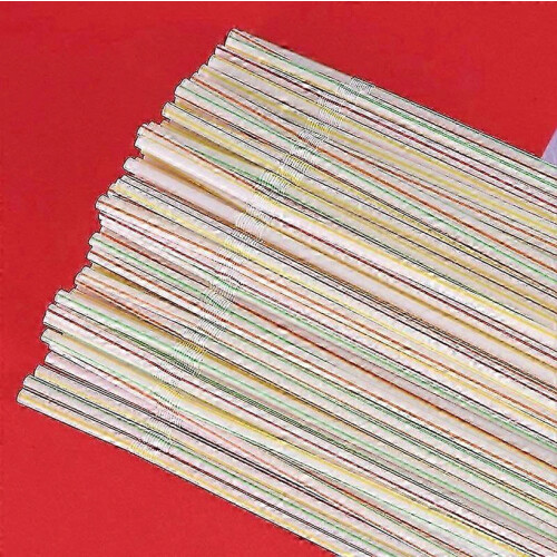 500pcs Plastic Drinking Straws 8 Inches Long Multi-Colored Striped Bedable#1 2