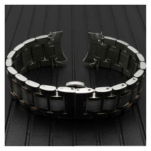 (21MM) Curved End Stainless Steel Watch Band 16mm 17mm 21mmSolid Metal Butterfly Buckle Strap Bracelet