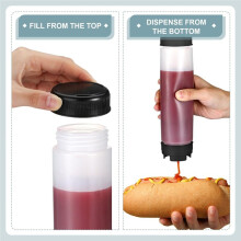 3 Pcs 16 Oz Condiment Squeeze Bottles Inverted Plastic Squeeze Bottle for Sauces Refillable Tip Large Valve Dispenser