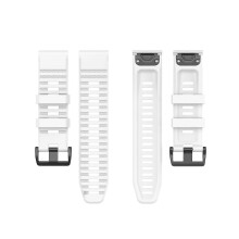 (White, White) Rubber Smart Watch Band Replacement Strap [26mm Width] for Garmin Fenix 7X Fenix 6x 5x