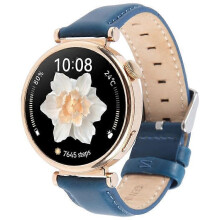(Blue) Compatible For Garmin Lily 2 Active / Lily 2 Wrist Strap 14mm Top Layer Cowhide Leather Watch Band