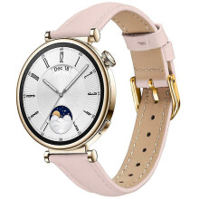 (Pink) Compatible For Huawei Watch GT 5 41mm Watch Band Gold Buckle Slim Leather Strap