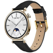 (Black) Compatible For Huawei Watch GT 5 41mm Watch Band Gold Buckle Slim Leather Strap