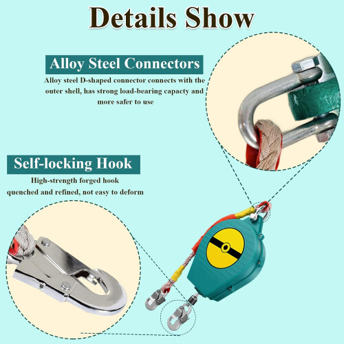 Fall Protection Roofer with Automatic Lock Function (Green, 20m) 2