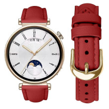 (Red) Compatible For Huawei Watch GT 5 41mm Watch Band Gold Buckle Slim Leather Strap