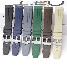(Grey) 20MM Watch Strap For Omega & Swatch TPU Arc Strap Silver Buckle Watch Band