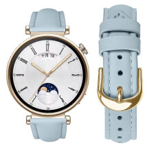 (Azure) Compatible For Huawei Watch GT 5 41mm Watch Band Gold Buckle Slim Leather Strap