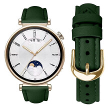(Green) Compatible For Huawei Watch GT 5 41mm Watch Band Gold Buckle Slim Leather Strap