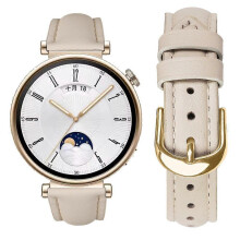 (Apricot) Compatible For Huawei Watch GT 5 41mm Watch Band Gold Buckle Slim Leather Strap