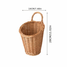(Large 19cm x 28cm) Bohemian Willow-Woven Wall-Mounted Basket - Wicker Storage Shelf Suitable & Dining Room, Space-Saving Hanging with