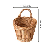 (Small 17cm*22cm) Bohemian Willow-Woven Wall-Mounted Basket - Wicker Storage Shelf Suitable & Dining Room, Space-Saving Hanging with