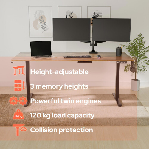 AREBOS AREBOS Electric Height Adjustable Desk Frame | Dual Motor | Memory | LCD Display | Black 2