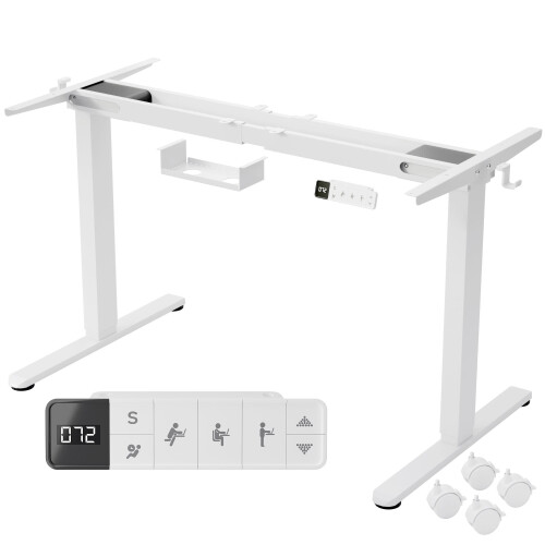 AREBOS AREBOS Electric Height-Adjustable Desk Frame | Dual Motor | Memory | LCD Display | White
