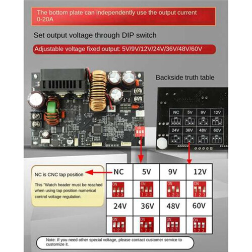 CNC Direct Current Stabilized Voltage Power Supply 20A 1200W Constant Voltage Constant Current Repairing Step-Down Plate 1
