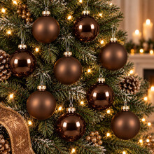 10 Espresso Brown Glass Baubles Christmas