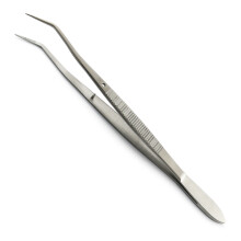 Dental Meriam Tweezer Cotton Dressing Serrated Angled Tip 16cm