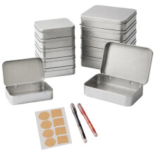 Zwei Größen Metall-Hinged-Dosen Set, 12 Pack Aufbewahrungsbehälter mit 2 Stiften für Bastelarbeiten, Kräuter, Schmuck, Reisen