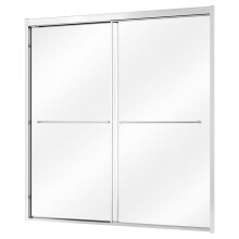Porta Doccia Scorrevole 1524x1524 mm-Duoku-con Telaio Argentato, Porte Doppie Dotate di Maniglie in Acciaio Inossidabile