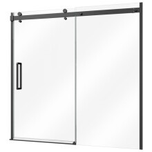 Porta Doccia Scorrevole 1524x1524 mm-Duoku-con Cornice Nera, Vetro Temperato Trasparente 8 mm, Trattamento Nano, Comprendente Una Porta