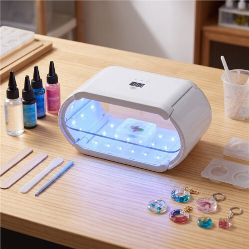Enhanced Uv Light for Resin-Two-Sided with Digital Display Timer 48 LED Uv Resin Light,Foldable Uv Resin Curing EU Plug 2
