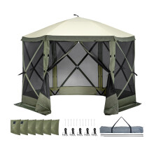Uimoso Pop Up Gazebo Tent Pop-Up Screen Tent 6 Sided Canopy Sun Shelter Green