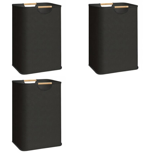 3X Clothes Hamper 80L Foldable with Handles Waterproof Liner Laundry Basket Organizer Large Capacity