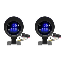 2X 2-in-1 Water Temperature & Voltage Gauge Set - Digital LED Display for 12V/24V Vehicles