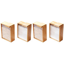 Bamboo Food Dispenser 3L Kitchen Organizer Food Storage Container Cereal Dispenser for Pantry Organizer Organization 4pc