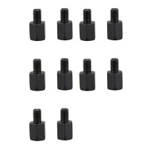 10 Motorcycle Mirror Adapters, Converts 8mm to 10mm, Black