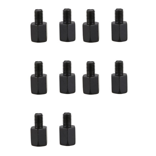 10 Motorcycle Mirror Adapters, Converts 8mm to 10mm, Black