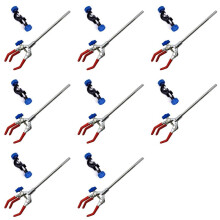 8X Lab Clamp 3 Prong Finger Adjust Jaw with Scientific Extension Adjustable Black Laboratory Stand Clip