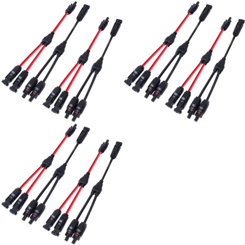 12X Power Solar Connector Y-Branch Cable, Solar Cable Parallel Adapter for Solar Panels 1