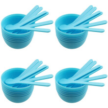 24PCS DIY Glue Mixing Bowl Set with Spoons for Slime Making, PP Plastic, Reusable Mixing Bowls
