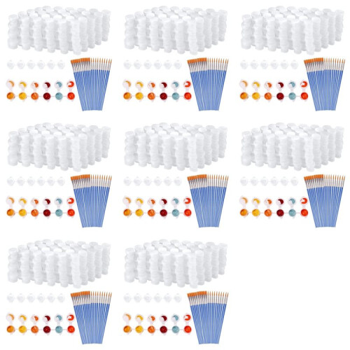 160 Strips 960 Pots Empty Paint Strips and 160 Pieces Paint Brushes,Paint Cup Clear Plastic Containers,3Ml/0.17Oz 1