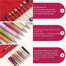 80Pcs Beaded Ballpoint Pen DIY Plastic Pen Personalized Gift School Office Writing Supplies Stationery Wedding Gift