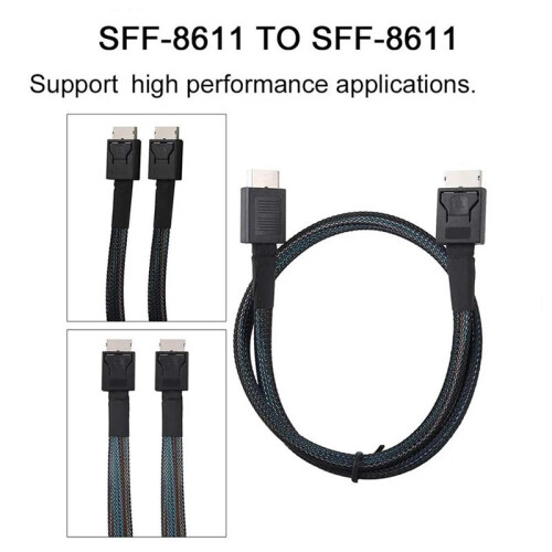 5X PCIE4.0  SAS Cable 24Gbps Oculink Data Extension Cable SFF-8611 to SFF-8611 Server Data Transfer  (1m)