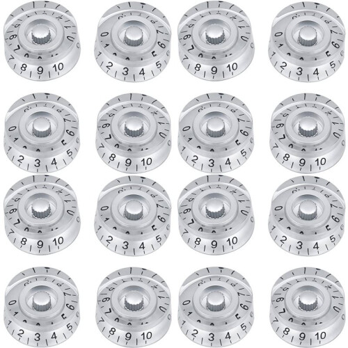 16st Volym Ton Hastighetskontrollknappar för  LP Style Bas Elektriska Gitarrdelar, Transparent Silver