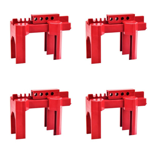 4X  Valve Locking, Adjustable  Valve Locking Device, Small, for 1/2Inch-2-1/2Inch Outer Pipe Diameter, Red