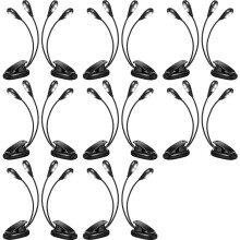 16Pcs Music Stand Light Clip LED Book Lights Dual Arm Reading Lights for Books in Bed 360 Degree Adjustable Clip
