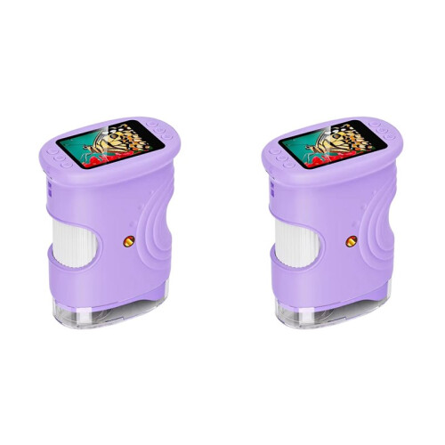 2 Set Handheld Microscope for Kids with 2In HD Screen 50-1000X Pocket Microscope Educational Birthday Gift